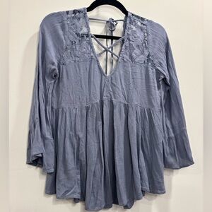 American Eagle Lace Long Sleeve Viscose Cotton Top